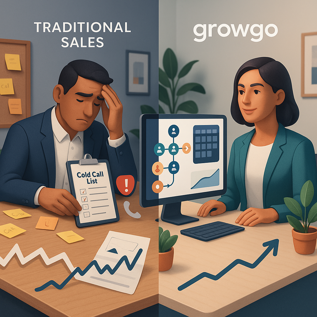 Illustratie bij growgo vs traditionele sales: wat werkt beter als je meer afspraken wilt?