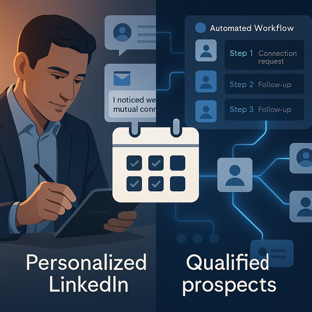 Illustratie bij Handmatige LinkedIn outreach of automation: wat werkt beter voor meer afspraken?