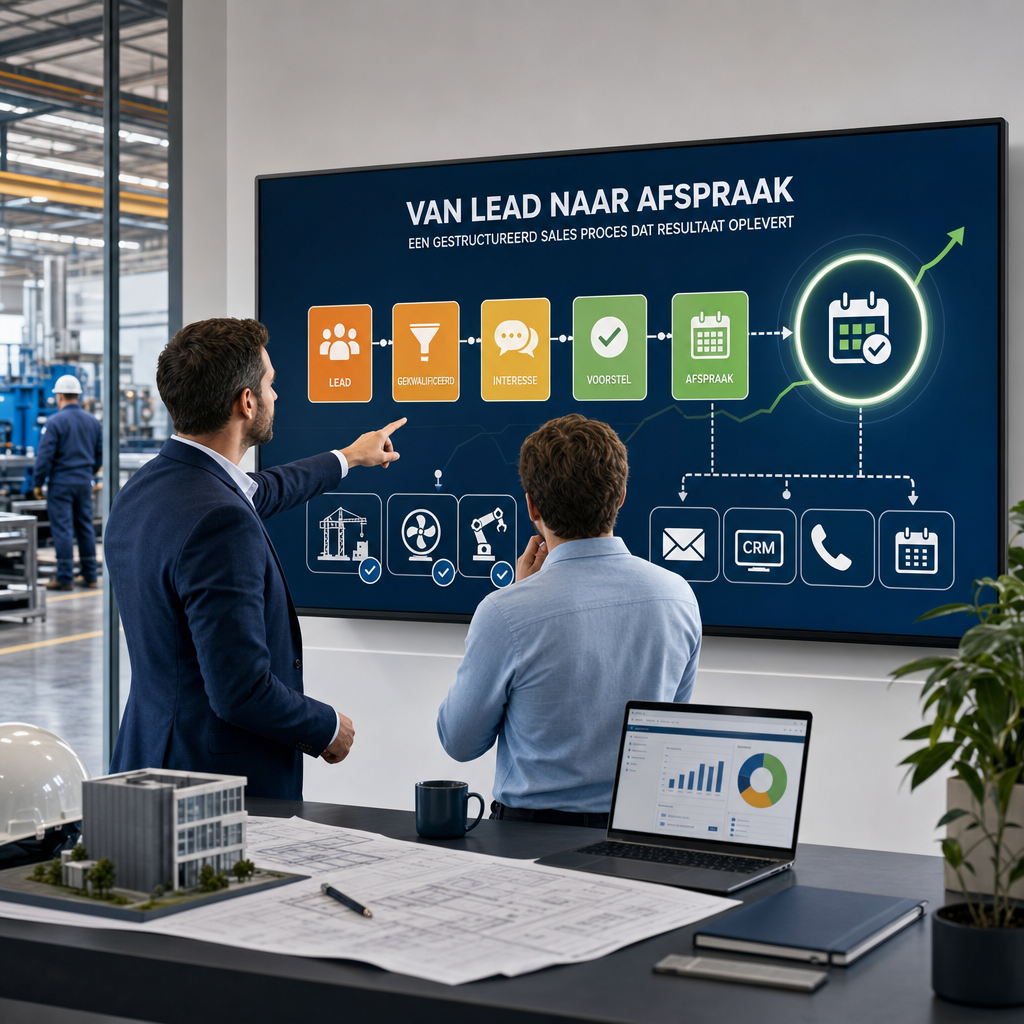 Illustratie bij Meer leads voor technische bedrijven: zo bouw je een salesproces dat afspraken oplevert