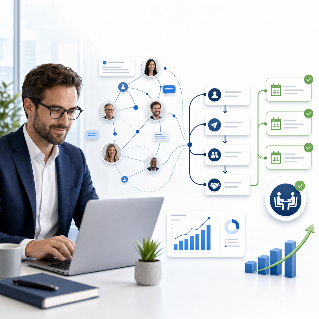Illustratie bij LinkedIn leads voor consultants: zo haal je structureel meer afspraken uit jouw netwerk