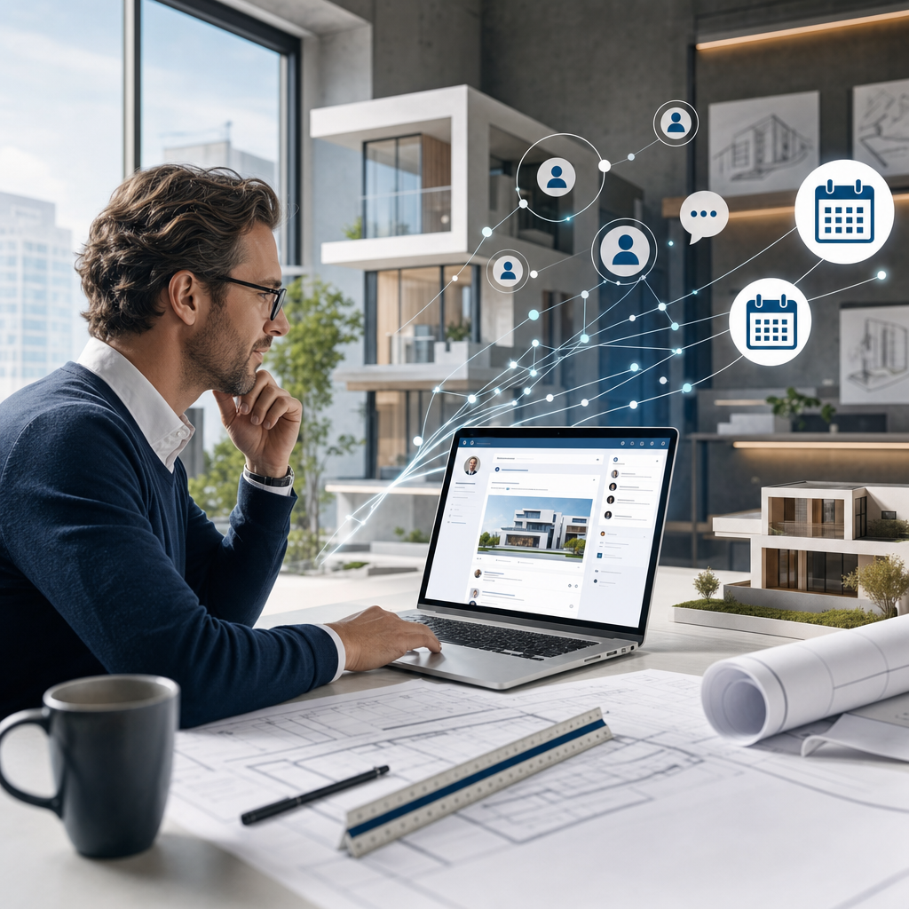 Illustratie bij LinkedIn voor architecten: hoe je zichtbaar wordt en meer afspraken krijgt