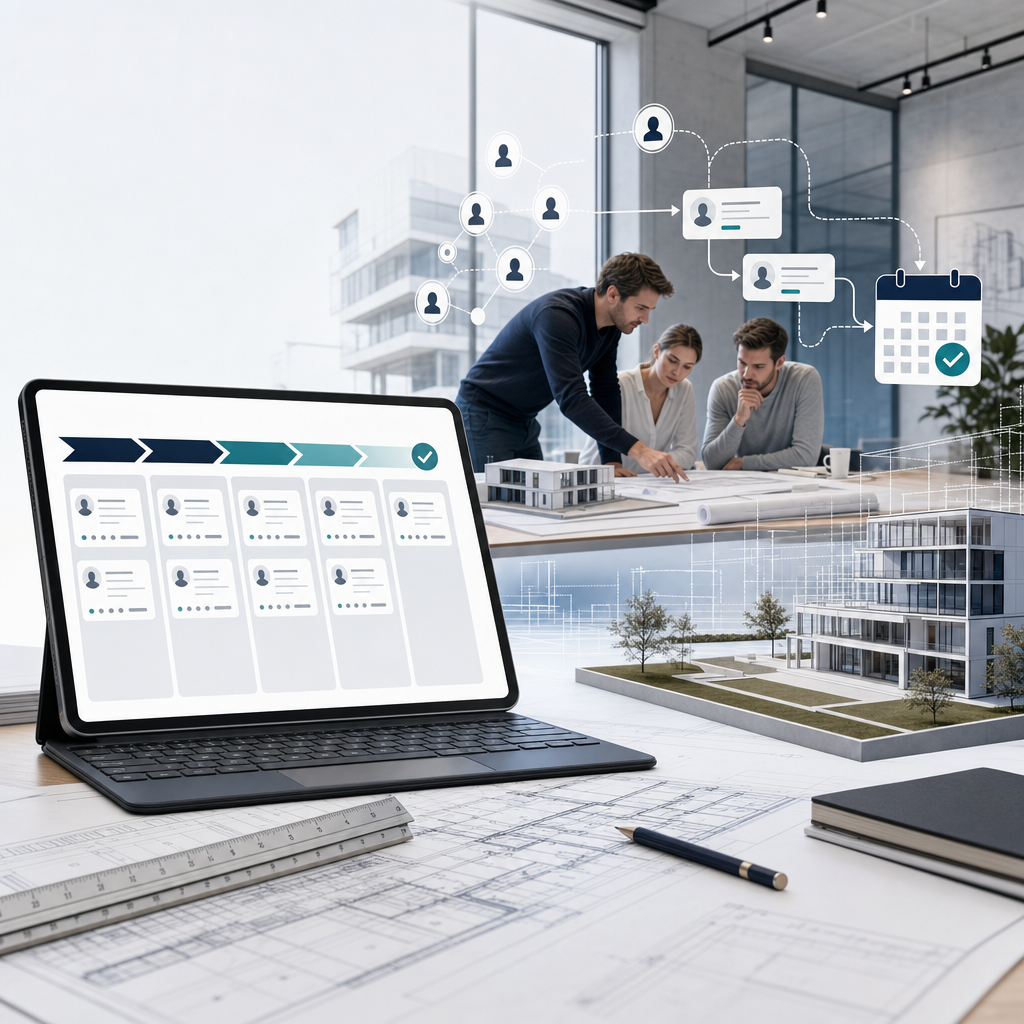 Illustratie bij Leads krijgen als architectenbureau: zo bouw je een sales systeem dat afspraken oplevert