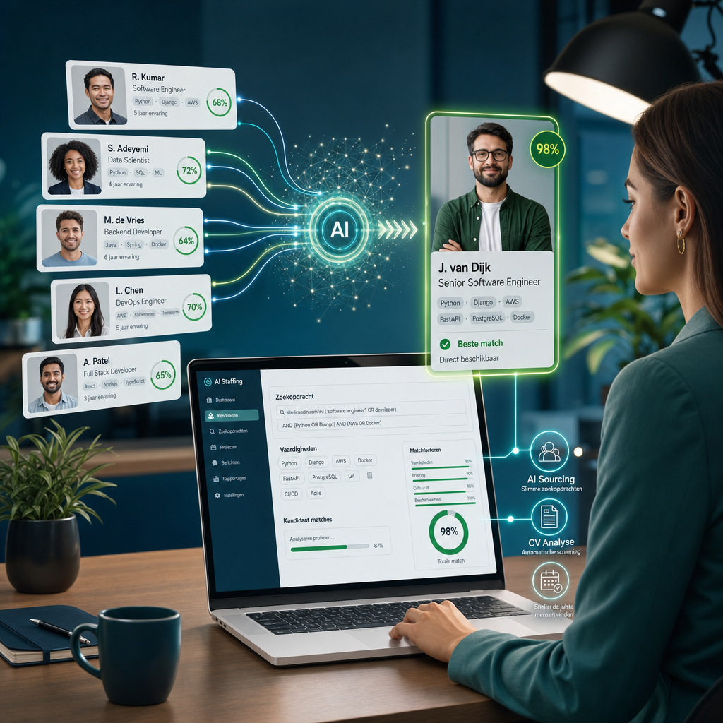 Illustratie bij AI voor staffing: zo gebruik je AI om sneller de juiste mensen te vinden