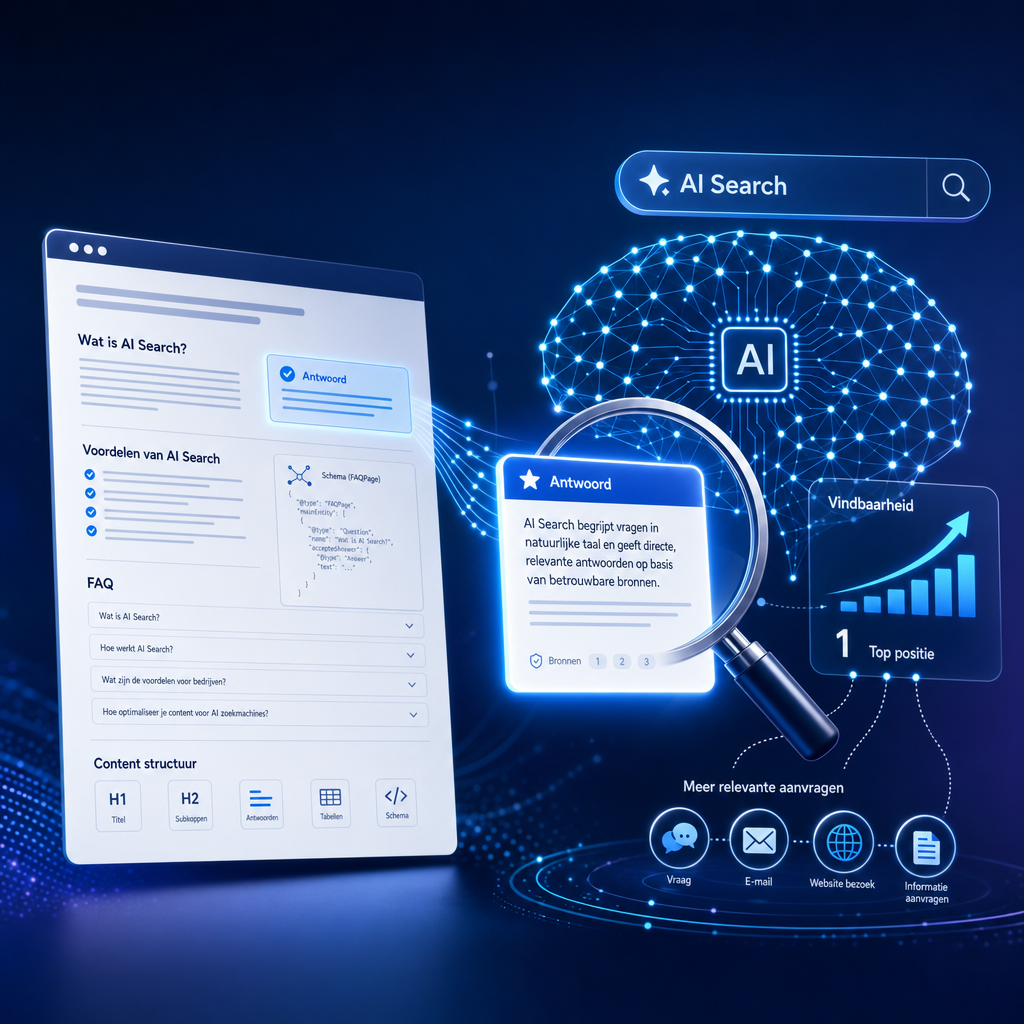Illustratie bij Content optimaliseren voor AI zoekmachines: zo word je beter vindbaar in AI Search