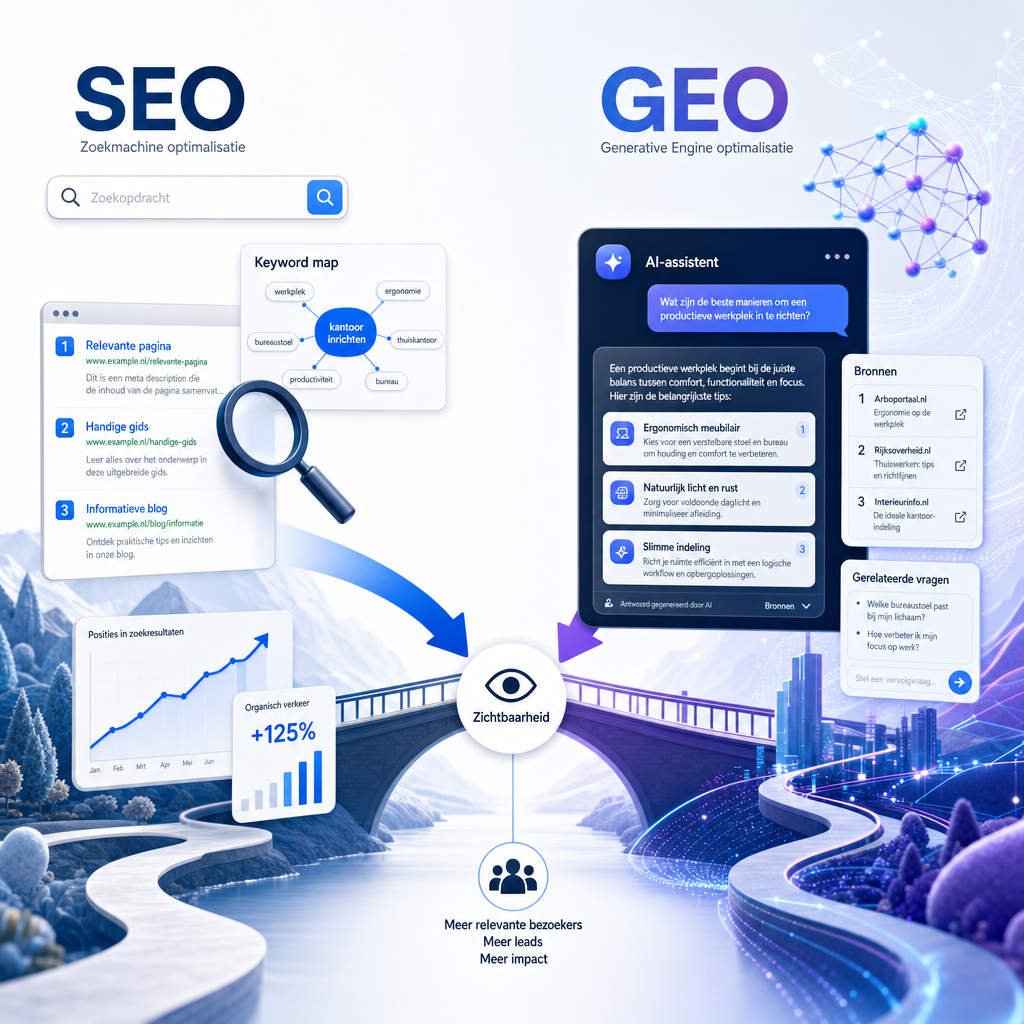 Illustratie bij Wat is het verschil tussen GEO en SEO?
