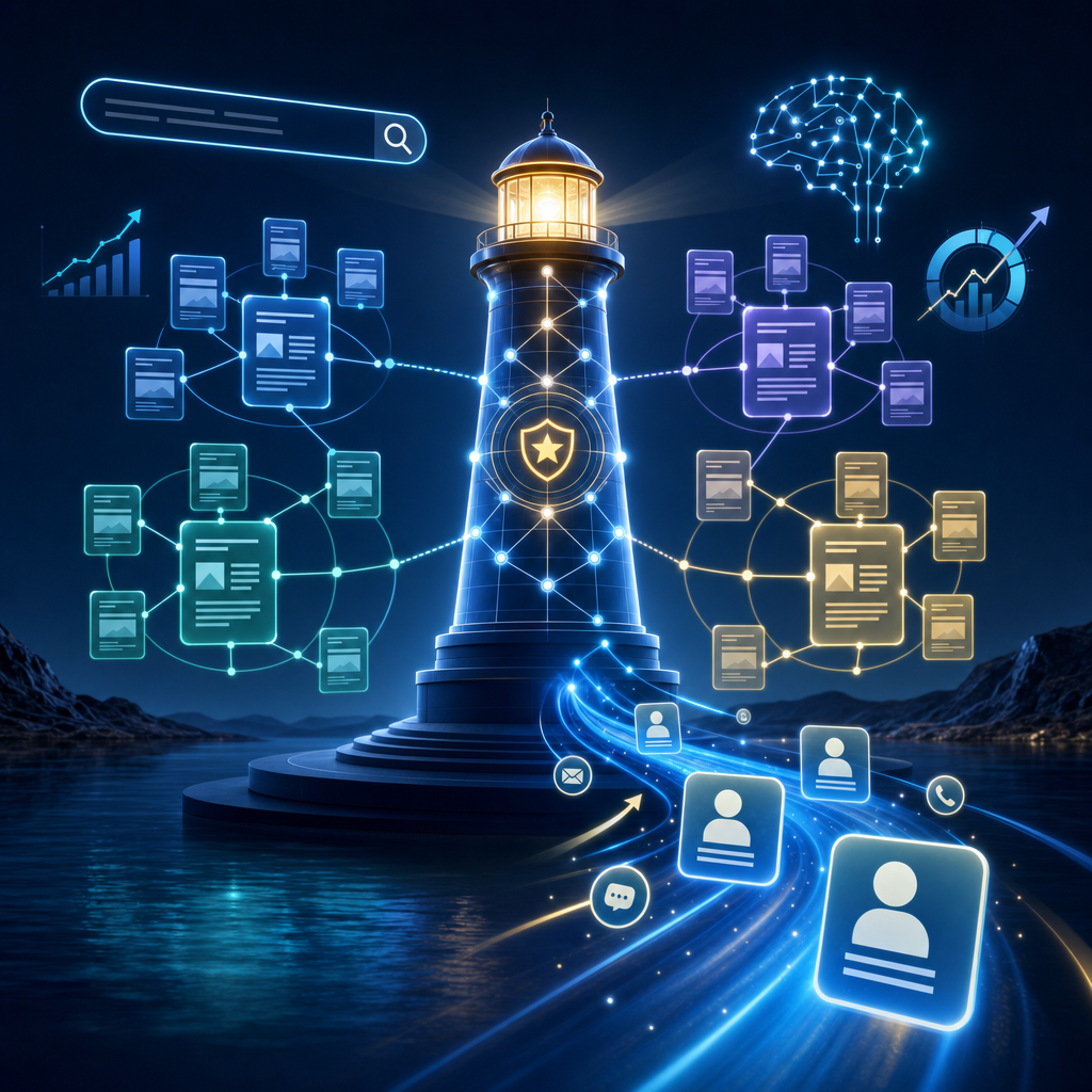 Illustratie bij Waarom is topical authority belangrijk voor SEO, AI Search en meer leads?