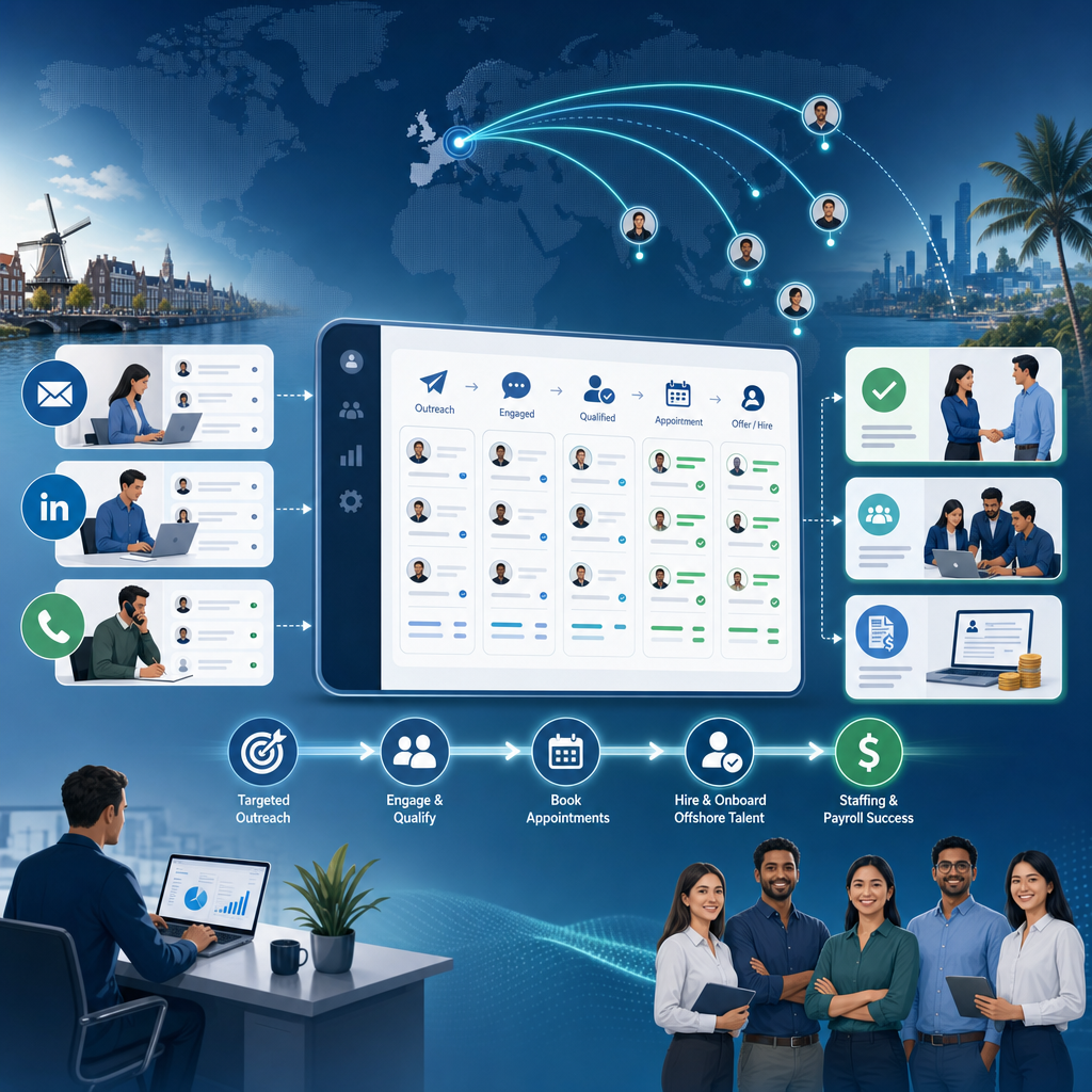 Illustratie bij Hoe werkt offshore recruitment outreach voor offshore staffing en payroll?